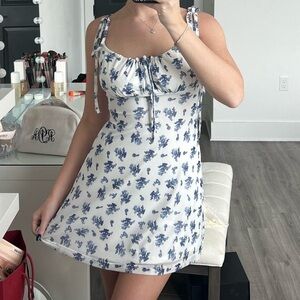 White and Blue Floral Dress